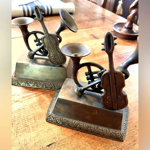 Pair Vintage Castilian Imports Musical Instruments Bookends - Picture 2 of 9
